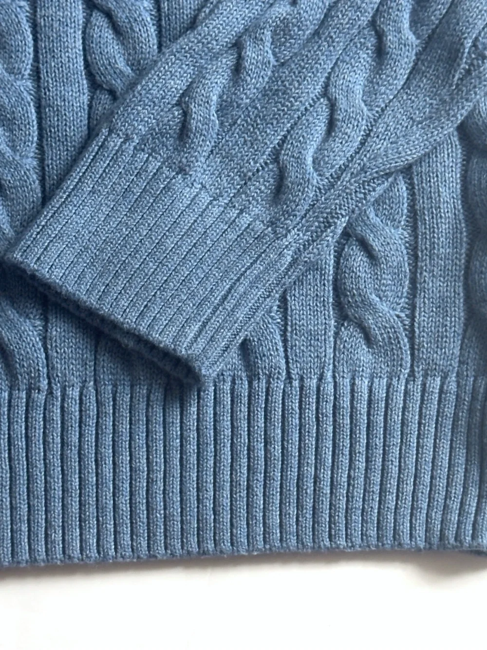Polo Ralph Lauren Cable Knit Sweater Mens XL Blue Cotton Crewneck Preppy Classic